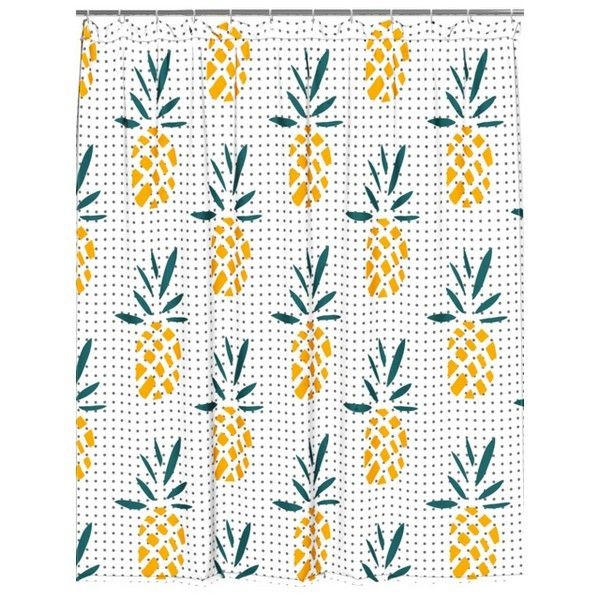 Занавеска для ванной VITARTA Pineapples 180x200см полиэстер белая