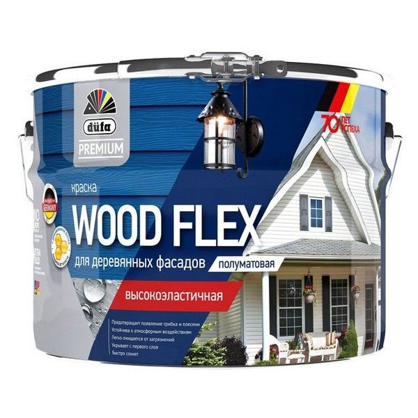 Краска в/д фасадная DUFA Premium Wood Flex для дерева база 1 9л белая, арт.МП00-007342