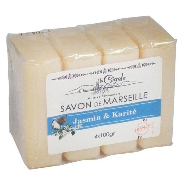 Мыло LA CIGALE Savon de Marseille Jasmine & Karite 4шт 100г