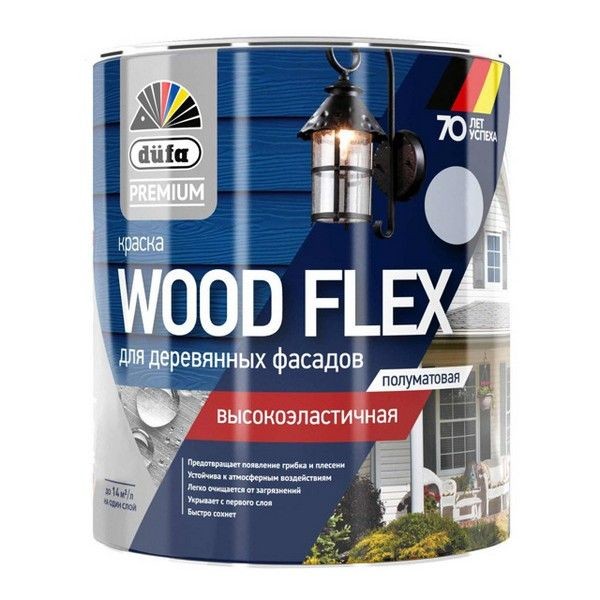 Краска в/д фасадная DUFA Premium Wood Flex для дерева база 1 0,9л белая, арт.МП00-007346