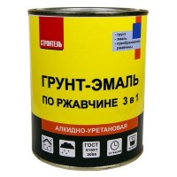 Грунт-эмаль по ржавчине СТРОИТЕЛЬ алкидная серая 0,8кг, арт.ГрЭ А 0,8 Сер.