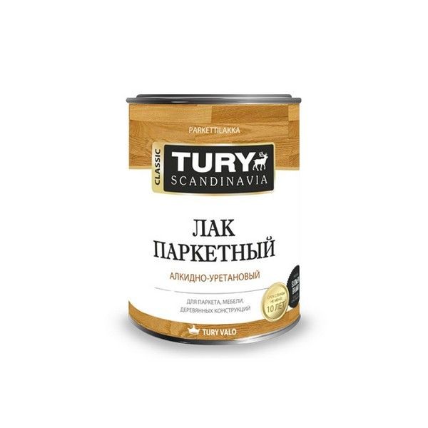 Лак паркетный TURY полуматовый 0,9л, арт.лак TURY п/м 0.9