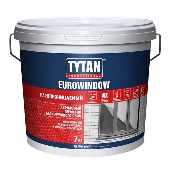 Герметик акриловый TYTAN Professional Eurowindow паропроницаемый 7кг белый, арт.18249