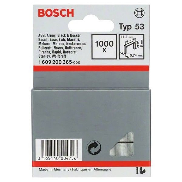 Скобы для степлера BOSCH тип 53 8мм 1000шт