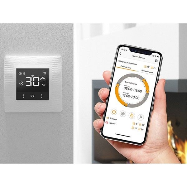 Терморегулятор электронный ТЕПЛОЛЮКС EcoSmart 25 сенсорный программируемый wifi, белый