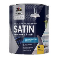 Краска в/д DUFA Premium Satin база 1 для стен и потолков 0,9л белая, арт.МП00-007085