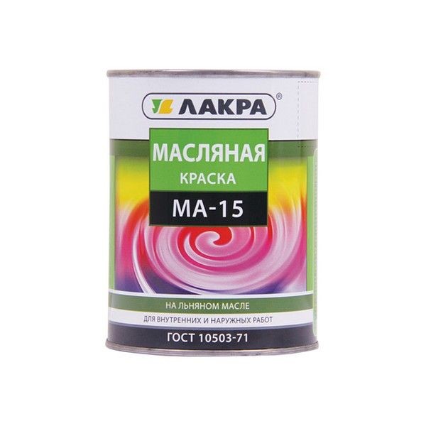 Краска масляная ЛАКРА /МА-15/ зеленый 0,9кг, арт.ма15зел0,9