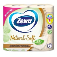 Бумага туалетная ZEWA Soft Natural 4 шт/уп. 4-слойные 130 листов без аромат белая