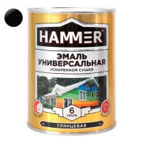 Эмаль алкидная HAMMER ускоренной сушки 0,9кг черная, арт.ЭК000135031