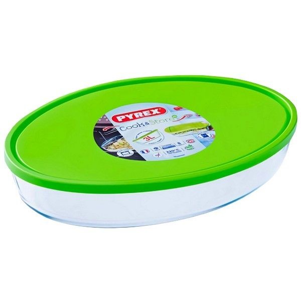 Форма PYREX Cook&Store 35х24х6см овальная с крышкой жаропрочное стекло