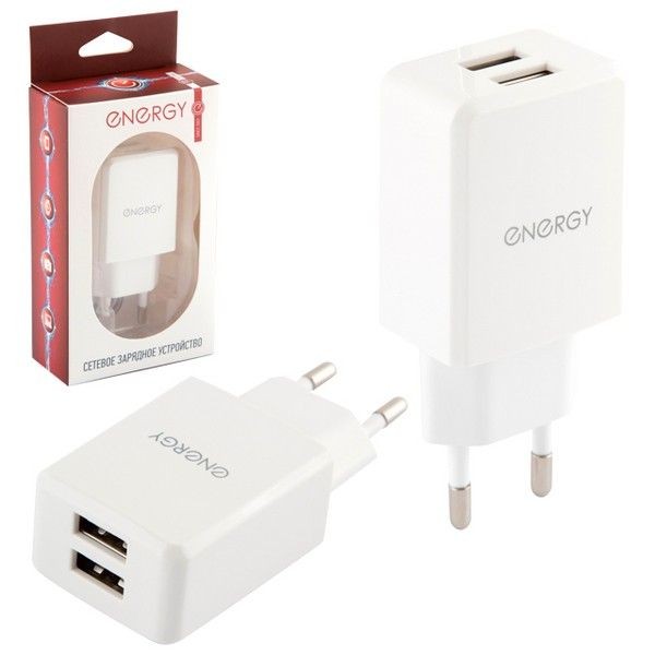 Устройство зарядное ENERGY ET-08 2хUSB 2,1A белый