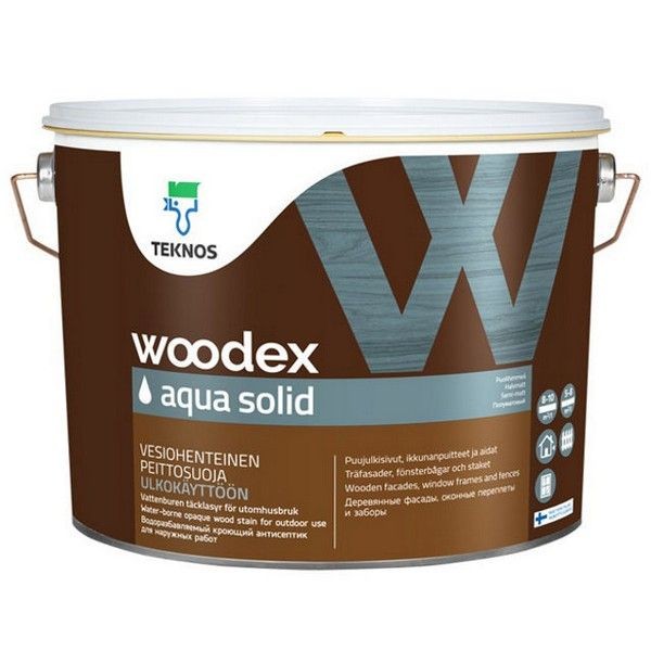 Средство деревозащитное ТEKNOS Woodex Aqua Solid база А 9л белое, арт.ЭК000130615