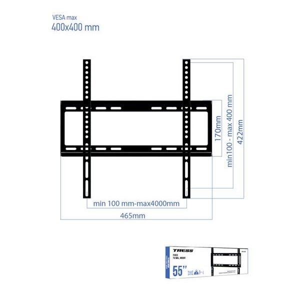 Кронштейн TRESS WM 2044F VESA 75-400 до 40кг фикс/черн. для телевизора