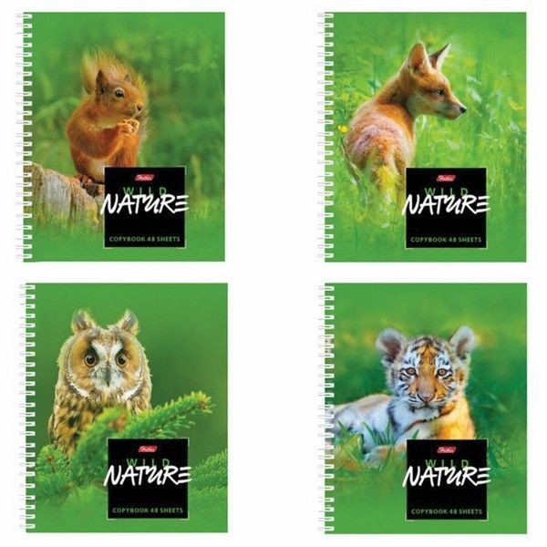 Тетрадь 48л клетка А5 HATBER Wild Nature 4 дизайна гребень