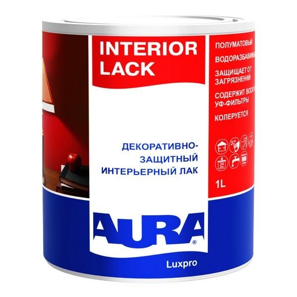 Лак акриловый AURA Interior Lack 1л полуматовый, арт.4607003910747