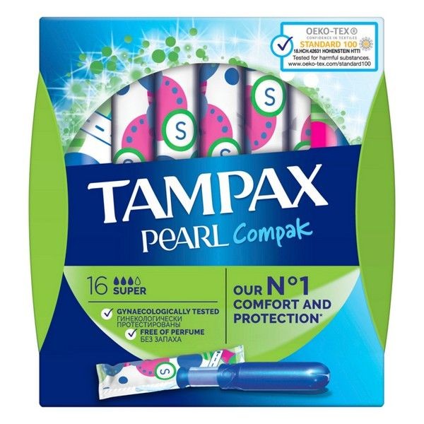 Тампоны TAMPAX Compak Pearl Super 16шт