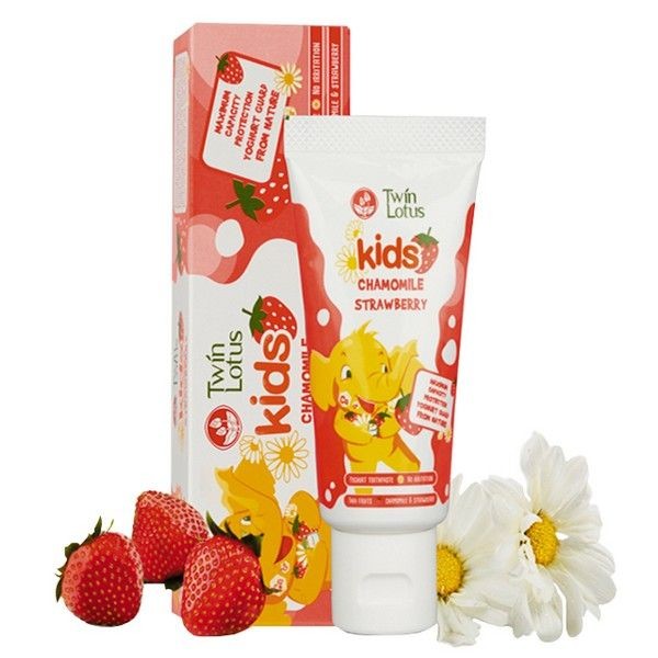 Паста зубная TWIN LOTUS Chamomile & Strawbery детская от 3-10 лет 50мл