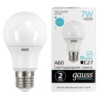 Лампа GAUSS Elementary 7Вт E27 LED 540Лм 4100K A60 шар