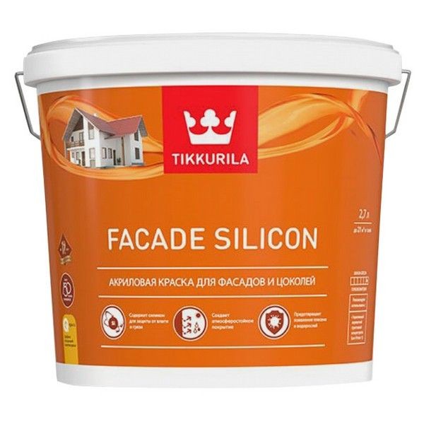 Краска акриловая фасадная TIKKURILA Facade Silicon база А 2,7л белая, арт.700011474