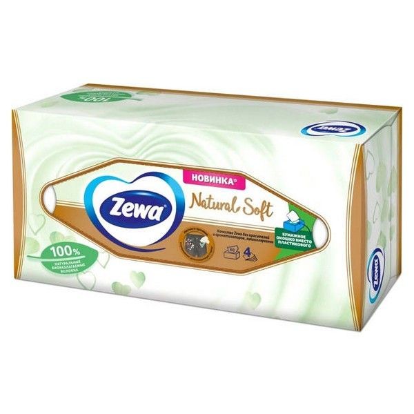 Салфетки косметические ZEWA Soft Natural 4сл 80шт