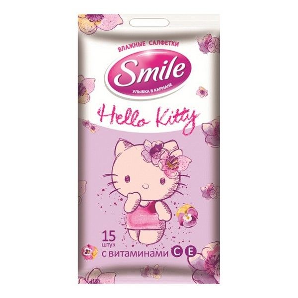 Салфетки влажные SMILE Hello Kitty 15шт