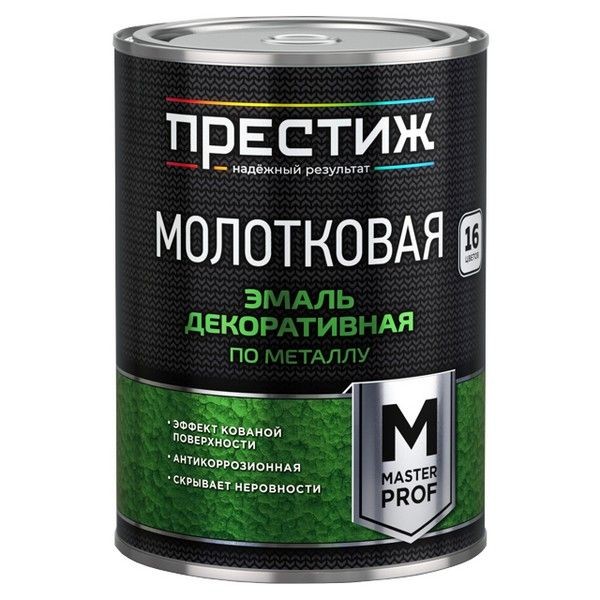 Эмаль алкидная ПРЕСТИЖ молотковая 0,4л черная, арт.ЭК000135028