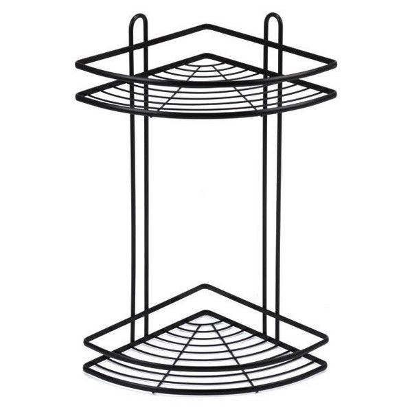 Полочка-решетка для ванной Clio 2-х уровневая угловая 20х20х40см черная