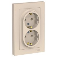 Розетка 2 поста SCHNEIDER ELECTRIC Atlas Design с/з бежевый