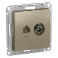 Розетка двойная тв + компьютерная Atlas Design RJ45+tv категория 5, шампань