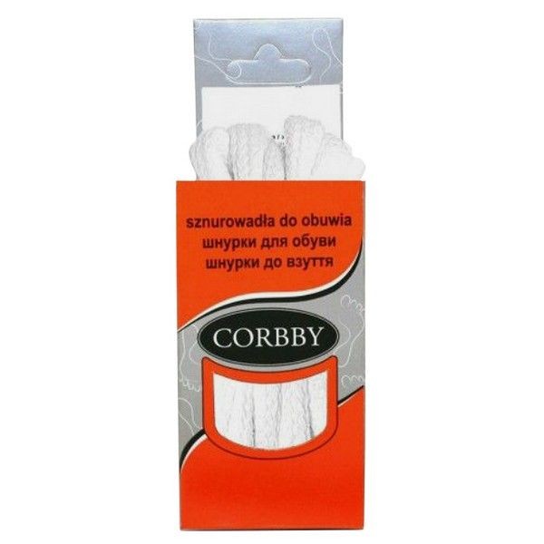 Шнурки CORBBY 90см хлопок плоские белые