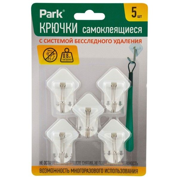 Крючок самоклеящийся PARK белый ромб до 1кг 5шт