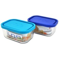 Контейнер для продуктов BORGONOVO 0,45л 13х9см прямоугольный стекло, пластик