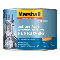 Грунт-эмаль акриловая MARSHALL Anticorr Aqua BW полуглянцевая 0,5л белый, арт.5255605