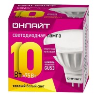 Лампа светодиодная ОНЛАЙТ 10Вт GU5,3 3000К 230В MR16 MR5