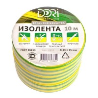 Изолента DORI ПВХ 0,13х15мм 10м желто-зеленая