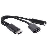 Переходник USB Type-C 3.1-3.5 Jack, USB Type-C АТОМ 31042 0,15м черн.