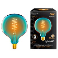 Лампа филаментная GAUSS sky blue flexible 5Вт Е27 LED 190Лм 1800К G125 шар