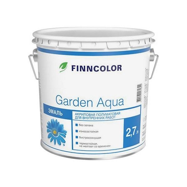 Эмаль FINNCOLOR Garden Aqua А акриловая полумат 2,7л белая, арт.700006479